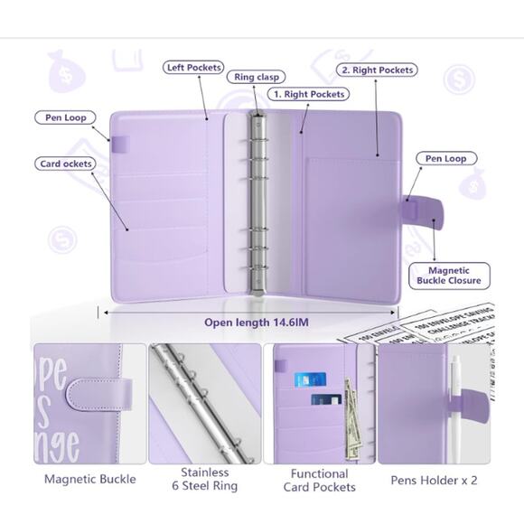 100 Envelope Money Saving Challenge Binder & Budget Planner Pre-Numbered - Picture 7 of 7